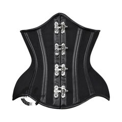 Plus Size Black Cotton Steel Boned Faux leather Underbust Gothic Corset