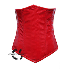 Red PVC Leather Long Underbust Steampunk Corset