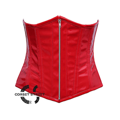 Plus Size Red PVC Leather Underbust Steampunk Corset