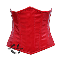 Plus Size Red PVC Leather Front Close Underbust Steampunk Corset