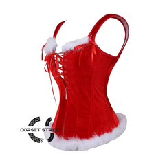 Gothic Red Velvet Shoulder Strap Overbust Gothic Corset