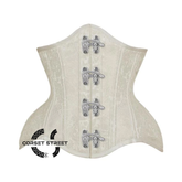 White Brocade With Front Clasps Gothic Underbust Waist Training Corset