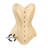 Ivory Brocade With Front Silver Busk Gothic Longline Overbust Waist Training Corset