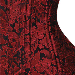 Red and Black Brocade With Front Clasps Gothic Underbust Waist Training Corset