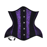 Purple and Black Brocade Gothic Underbust Waist Training Corset