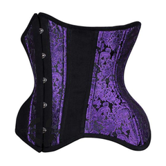 Purple and Black Brocade Gothic Underbust Waist Training Corset