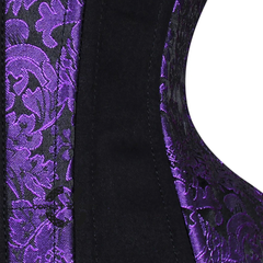 Purple and Black Brocade Gothic Underbust Waist Training Corset