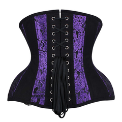 Purple and Black Brocade Gothic Underbust Waist Training Corset