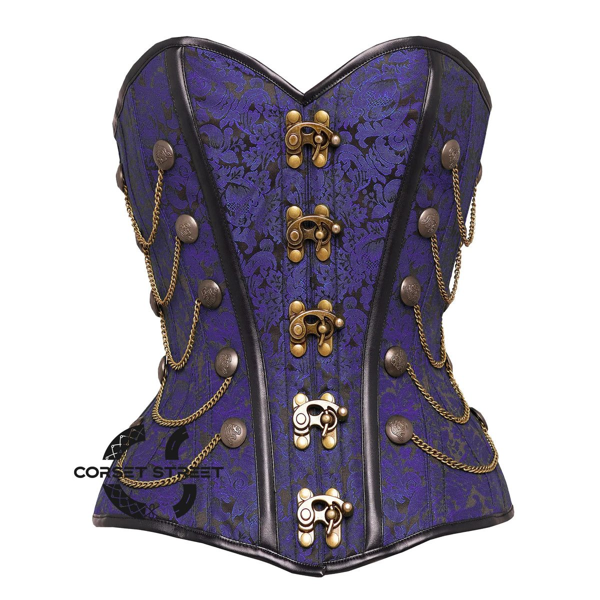       Purple and Black Brocade Steampunk Antique Clasps Waist Training Costu – CorsetStreet