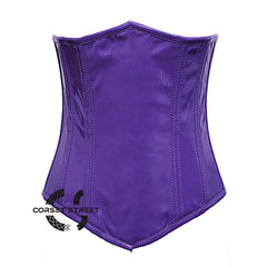 Purple PVC Leather With Front Close Gothic Long Underbust Waist Training Corset