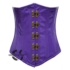 Purple PVC Leather With Front Clasps Gothic Long Underbust Waist Training Corset