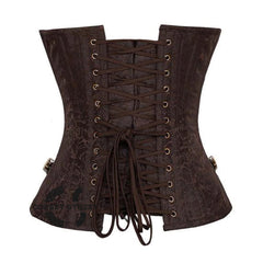 Brown Brocade Steampunk Front Antique Busk Gothic Overbust Corset