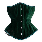 Green Velvet Double Boned Burlesque Long Underbust Gothic Corset