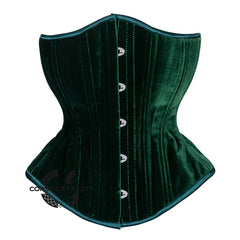 Green Velvet Double Boned Burlesque Long Underbust Gothic Corset