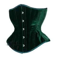 Green Velvet Double Boned Burlesque Long Underbust Gothic Corset