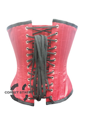 Red Satin Black Bondage Lacing Gothic Burlesque Bustier Waist Training Overbust Corset Costume