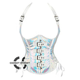 Holographic Leather Halter Neck Underbust Bustier Corset