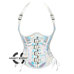 Holographic Leather Halter Neck Underbust Bustier Corset