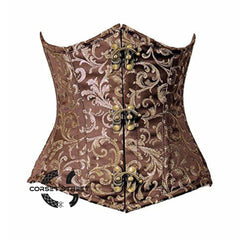 Golden And Brown Brocade Gothic Underbust Bustier Corset
