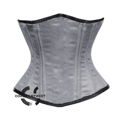 Grey Satin Double Bone Front Closed Gothic Underbust Bustier Corset
