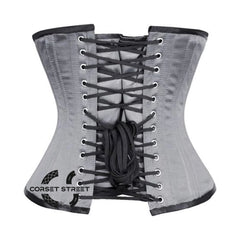 Grey Satin Double Bone Front Closed Gothic Underbust Bustier Corset