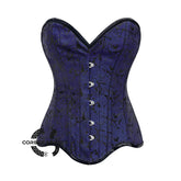 Blue Brocade Gothic With Front Busks Overbust Corset
