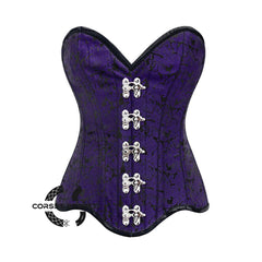 Purple Brocade Gothic With Front Clasps Overbust Corset