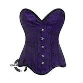 Purple Brocade Gothic With Front Busks Overbust Corset