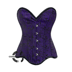 Purple Brocade Gothic With Front Busks Overbust Corset