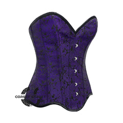 Purple Brocade Gothic With Front Busks Overbust Corset