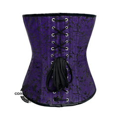 Purple Brocade Gothic With Front Busks Overbust Corset