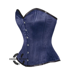 Royal Blue Satin Burlesque Steel Boned Steampunk Overbust Corset