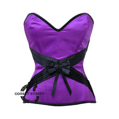 Purple Satin Front Bow Design Gothic Overbust Corset