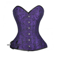 Purple Brocade Steel Boned Steampunk Overbust Corset