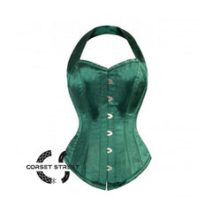 Green Satin Halter Neck Steampunk Overbust Corset