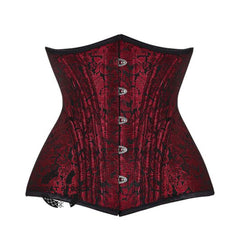 Red Brocade Steampunk Underbust Bustier Corset