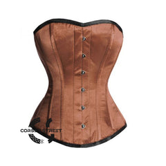 Brown Satin Burlesque Overbust Gothic Corset