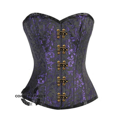 Purple Brocade Burlesque Overbust Gothic Corset