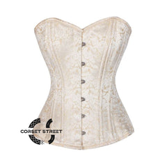 Cream Brocade Double Bone Overbust Gothic Corset