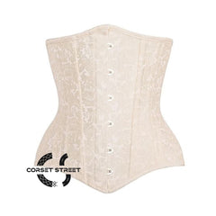 Ivory Brocade Steampunk Underbust Bustier Corset
