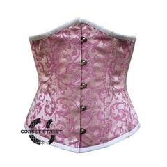 Baby Pink Brocade Steampunk Underbust Bustier Corset
