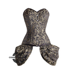 Brown And Golden Brocade With Side Bounce Burlesque Overbust Gothic Corset