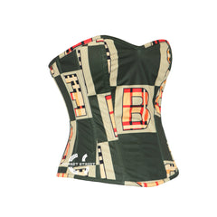 Army Green Printed Cotton Corset Gothic Costume Bustier Overbust Top