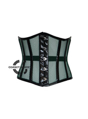 Green Mesh PVC Leather Gothic Christmas Costume Underbust Corset Top