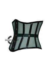 Green Mesh PVC Leather Gothic Christmas Costume Underbust Corset Top
