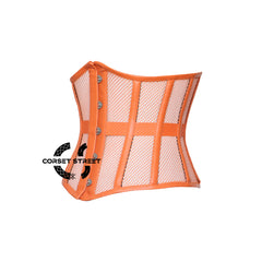 CorsetsNmore Women’s Orange Mesh With Orange Leather Plus Size Underbust Corset
