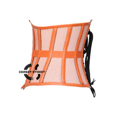 CorsetsNmore Women’s Orange Mesh With Orange Leather Plus Size Underbust Corset