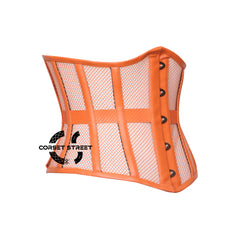 CorsetsNmore Women’s Orange Mesh With Orange Leather Plus Size Underbust Corset