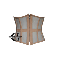 Nude Mesh With Nude Cotton Gothic Costume Underbust Corset Top