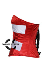 Red White And Blue Satin Puerto-Rico Flag Overbust Plus Size Corset Top